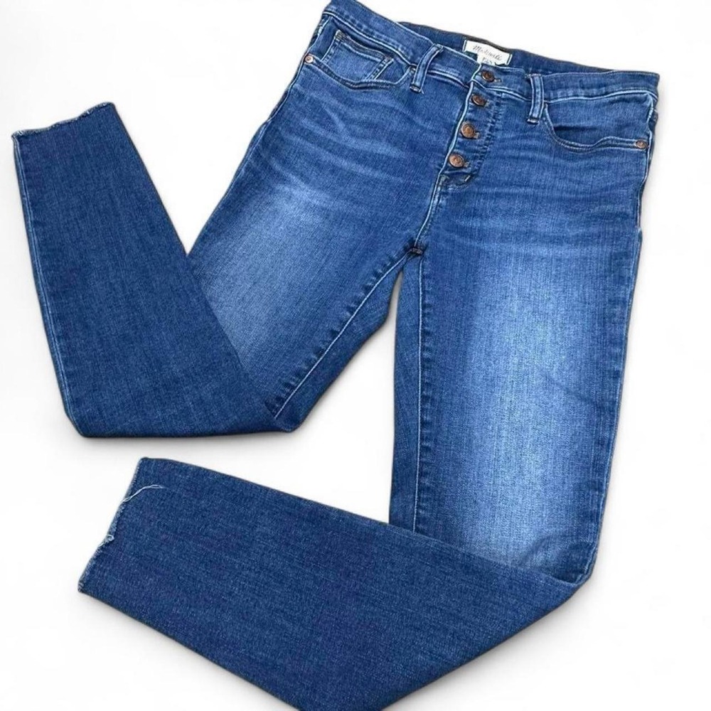 Madewell Mid-Rise Skinny Stretchy Jeans with Raw Frayed Hem Size 29